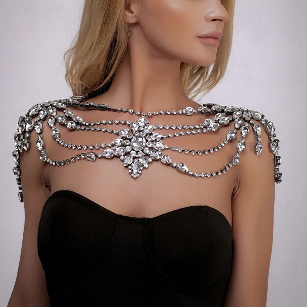 Body Jewelry Retainers - Kalung Rantai bahu pengantin kristal Boho