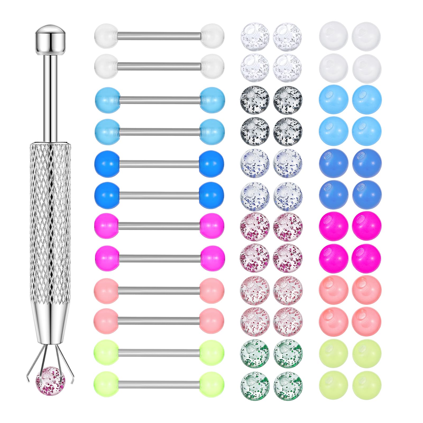 Body Jewelry Replacement Ball - 12 Buah Cincin Puting Barbell 48