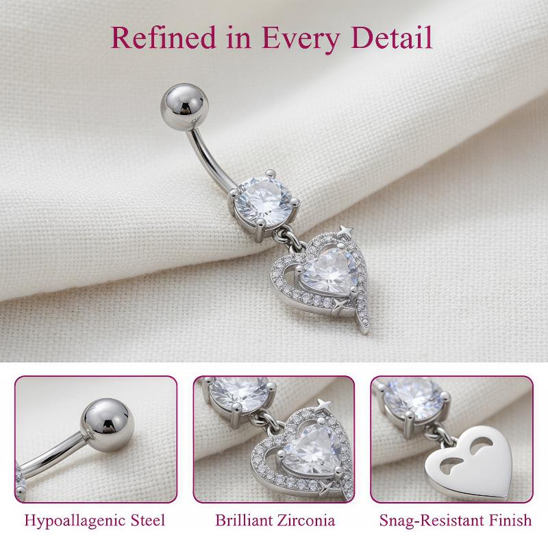 Body Jewelry Surgical Steel - 1 Buah Cincin Pusar Gantung yang