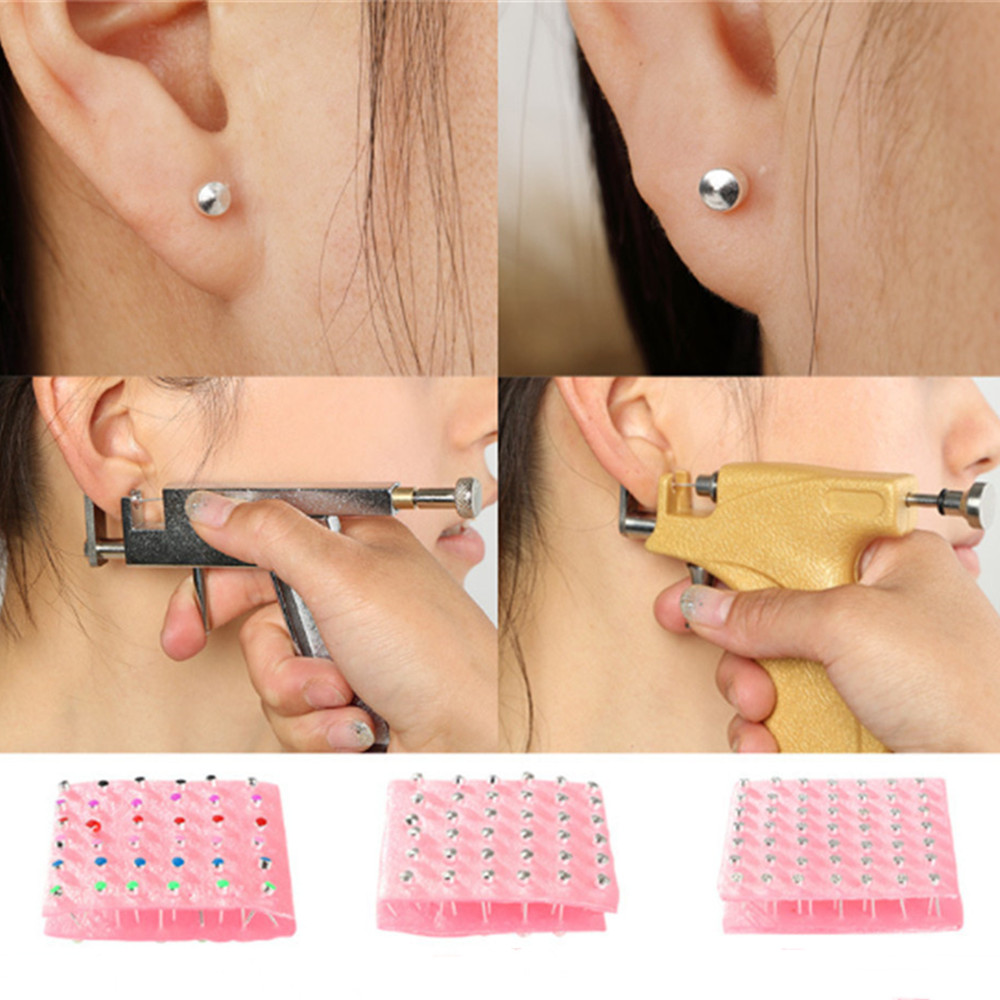 Body Jewelry Surgical Steel - Set anting-anting baja bedah kancing telinga