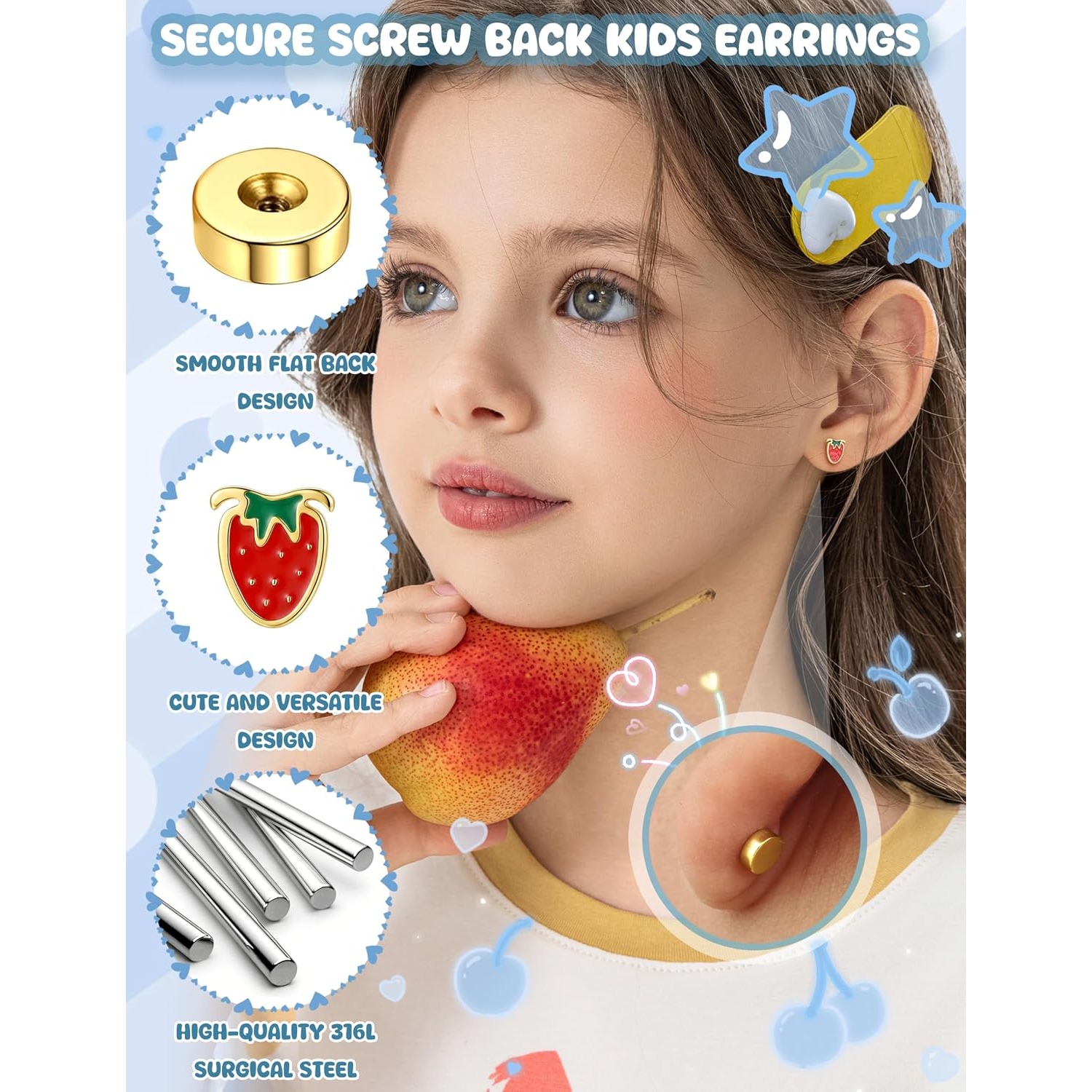 FASACCO 1 Pasang Anting dengan - Body Jewelry Surgical Steel ulasan dan harga
