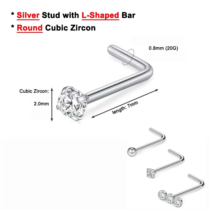 3 buah, 20G, cincin hidung ber - Body Jewelry Surgical Steel ulasan dan harga
