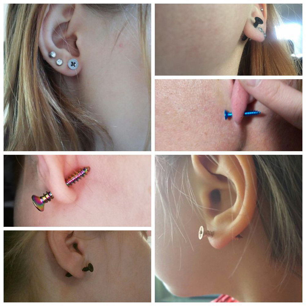 2 Buah Anting-Anting Kancing T - Body Jewelry Surgical Steel ulasan dan harga