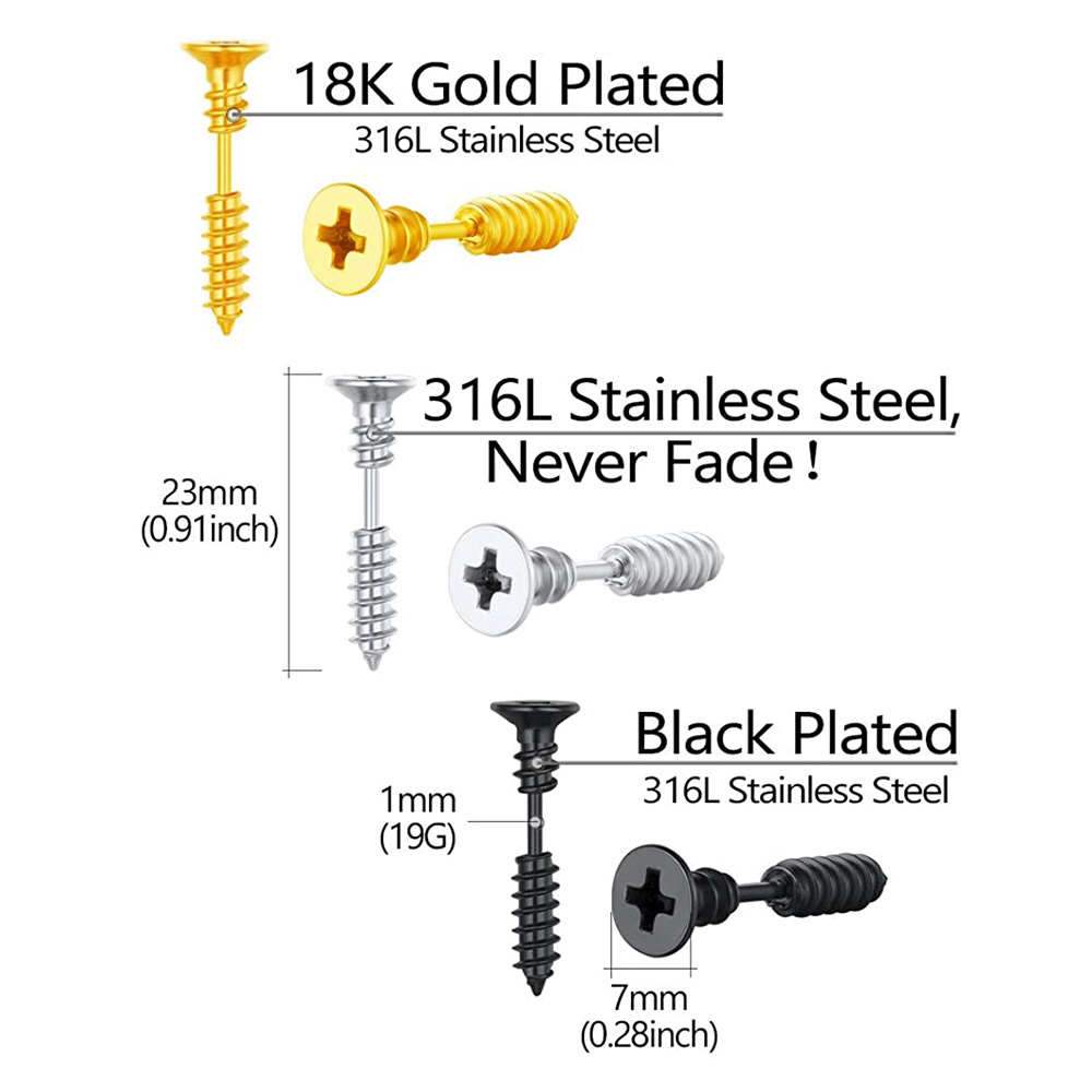 2 Buah Anting-Anting Kancing T - Body Jewelry Surgical Steel ulasan dan harga